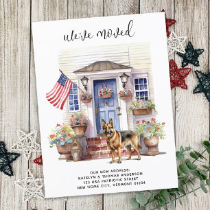 German Shepherd Patriotic Personalised Dog Moving Announcement Postcard