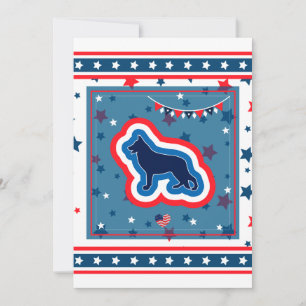German Shepherd Patriotic Red White Blue 4th July Holiday Card