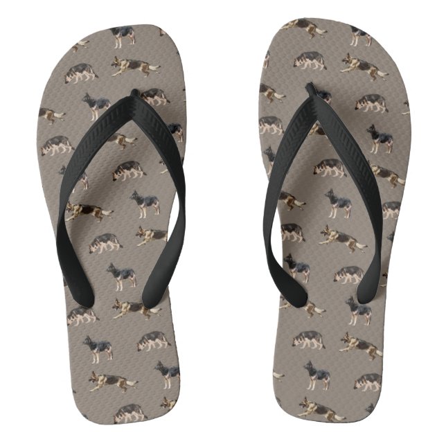 German Shepherd Pattern (Brown) Thongs (Footbed)