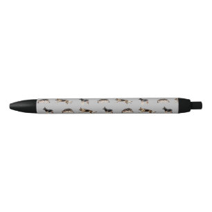 German Shepherd Pattern (Grey) Black Ink Pen