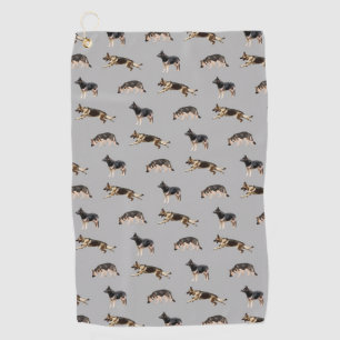 German Shepherd Pattern (Grey) Golf Towel