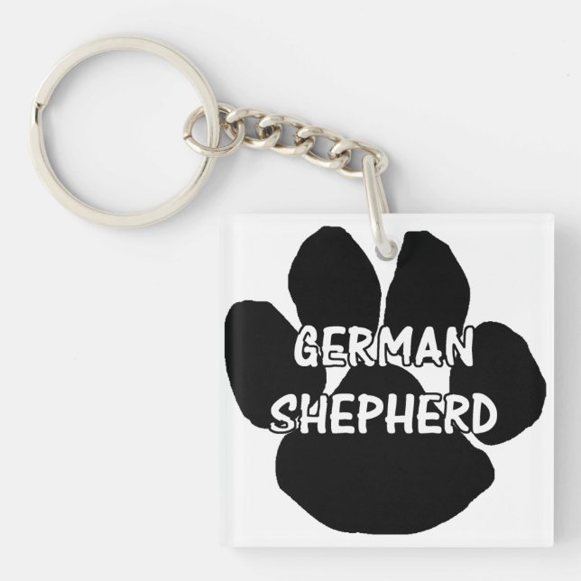german shepherd paw name.png key ring (Front)