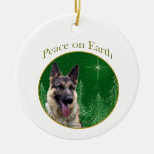 German Shepherd Peace  Ceramic Ornament