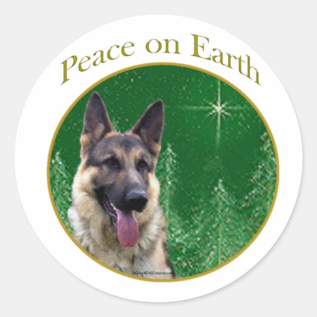 German Shepherd Peace Classic Round Sticker (Front)