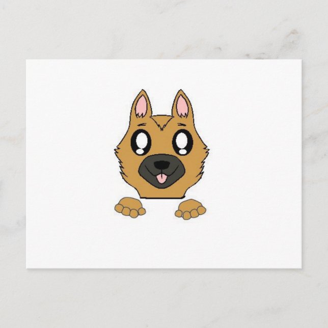 german shepherd peeking cartoon postcard (Front)