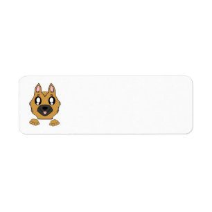 german shepherd peeking cartoon return address label