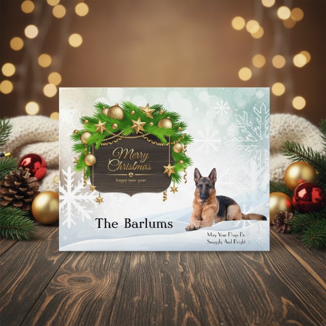 German Shepherd Personalised Christmas Greeting Holiday Postcard (German Shepherd Personalized Christmas Greeting Holiday Postcard)