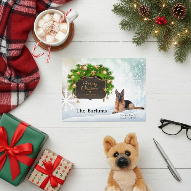 German Shepherd Personalised Christmas Greeting Holiday Postcard (German Shepherd Personalized Christmas Greeting Holiday Postcard)