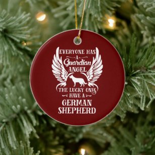 German Shepherd pet dog guardian angel Ceramic Ornament