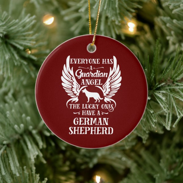 German Shepherd pet dog guardian angel Ceramic Ornament (Tree)