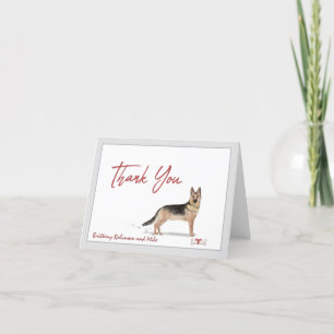 German Shepherd Pet Dog Personalise Bone Ribbon  Thank You Card
