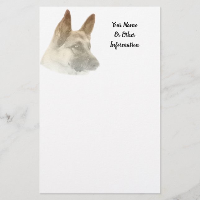 German Shepherd Photo Personalised Stationery (Front)