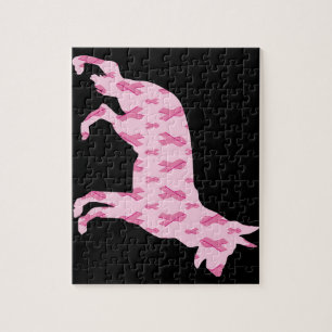 German Shepherd Pink Cancer Ribbons Jigsaw Puzzle