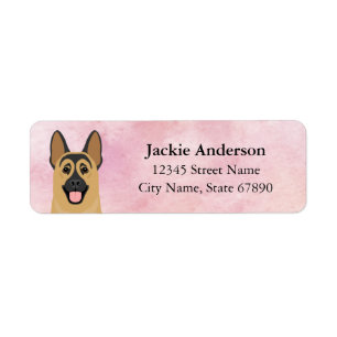 German Shepherd Pink Return Address Labels