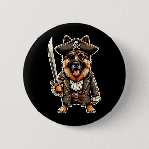 German Shepherd Pirate Dog Halloween Party 6 Cm Round Badge