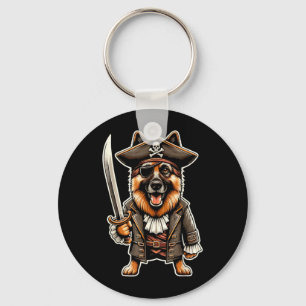 German Shepherd Pirate Dog Halloween Party Key Ring