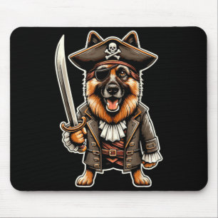 German Shepherd Pirate Dog Halloween Party Mouse Pad