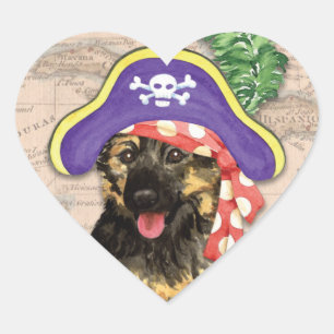 German Shepherd Pirate Heart Sticker