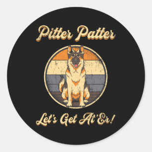 German Shepherd Pitter Patter Dog Lover Vintage Classic Round Sticker