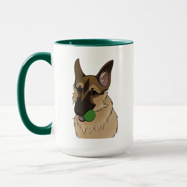 German Shepherd Play Time with Ball Mug (Left)
