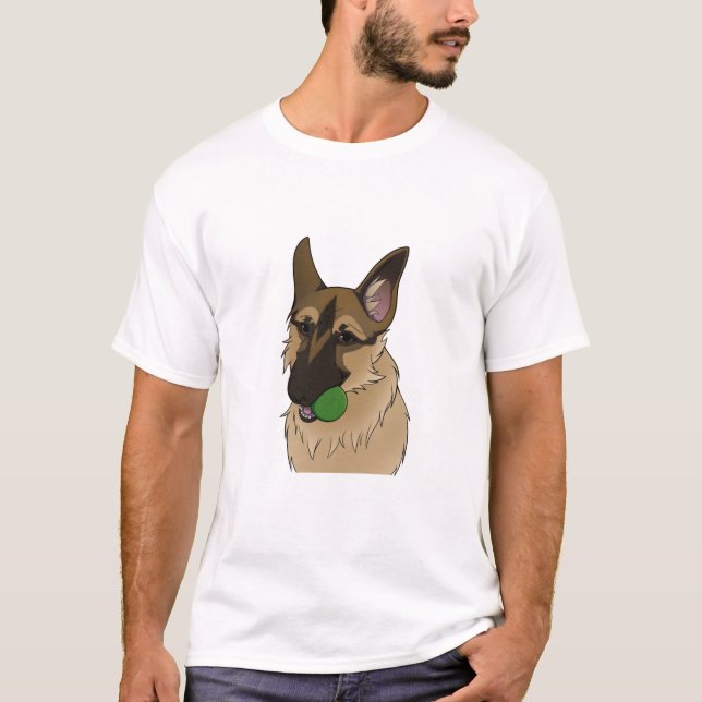 German Shepherd Play Time with Ball  T-Shirt (Front)