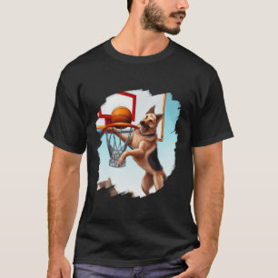 German Shepherd Playing Basketball Fun Dog Basketb T-Shirt