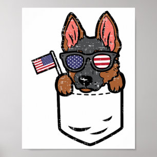 German Shepherd Pocket American Usa 4th Of July Fo Poster