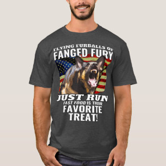 German Shepherd Police Dog  American Flag Funny T-Shirt