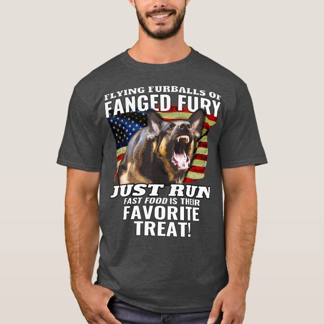 German Shepherd Police Dog  American Flag Funny T-Shirt (Front)