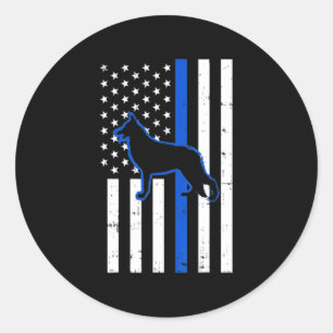 German Shepherd Police Dog K9 Patriotic Classic Round Sticker