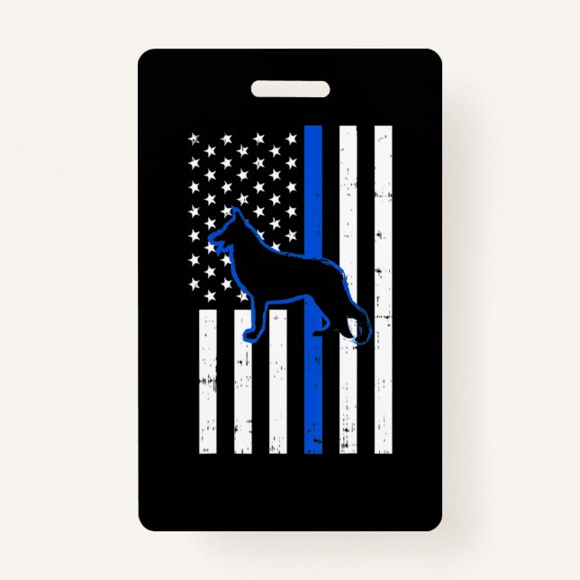 German Shepherd Police Dog K9 Patriotic ID Badge (Front)