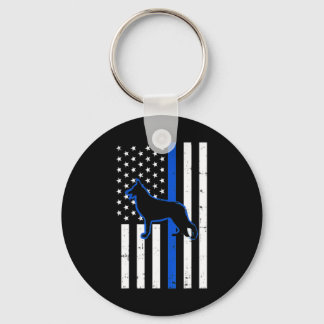German Shepherd Police Dog K9 Patriotic Key Ring