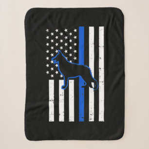 German Shepherd Police Dog K9 Patriotic Sherpa Blanket