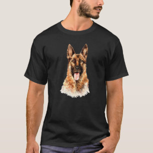 German Shepherd Police Fluffy Dog Portrait T-Shirt