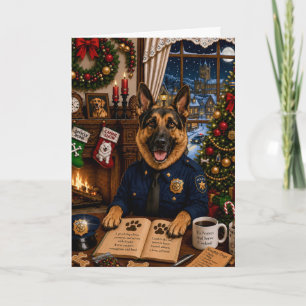German Shepherd Police Holiday  Card