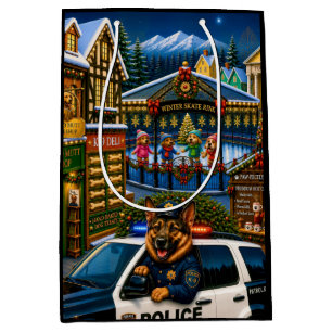 German Shepherd Police Holiday Medium Gift Bag