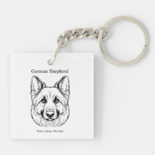 German Shepherd Portrait Key Ring