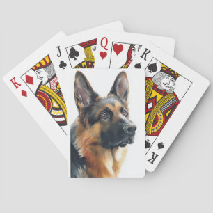 German shepherd portrait watercolor playing cards