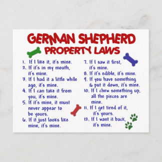 GERMAN SHEPHERD Property Laws 2 Postcard
