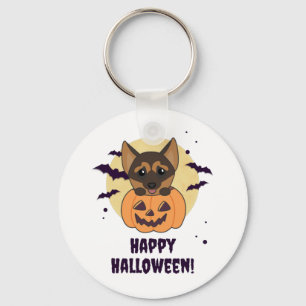 German Shepherd Pumpkin Dogs Happy Halloween Keych Key Ring