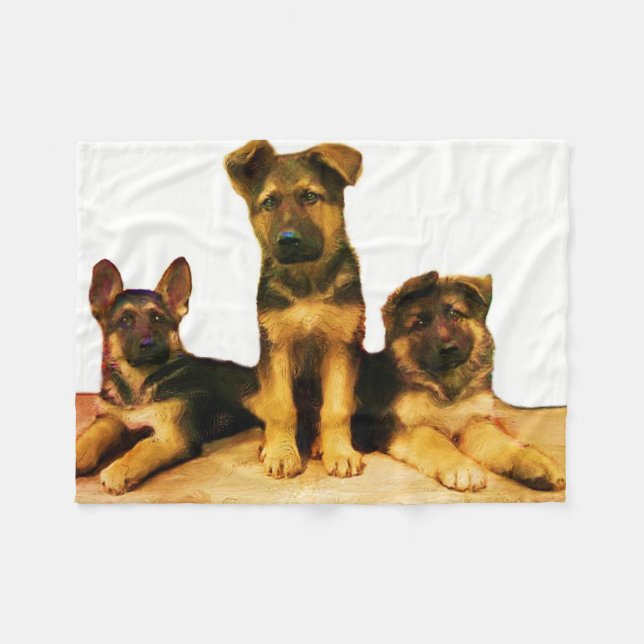 German Shepherd puppies Fleece blanket (Front (Horizontal))