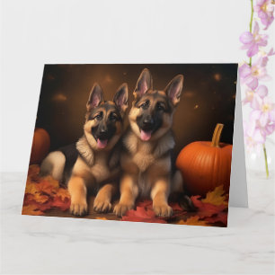 German Shepherd Puppy Autumn Delight Pumpkin  Card