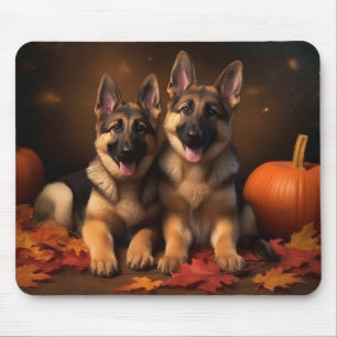 German Shepherd Puppy Autumn Delight Pumpkin  Mouse Pad