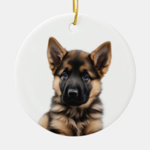 German Shepherd Puppy Ceramic Ornament