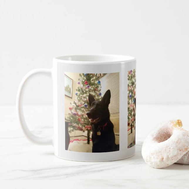 German Shepherd Puppy Christmas and New Year, ZKA Coffee Mug (With Donut)