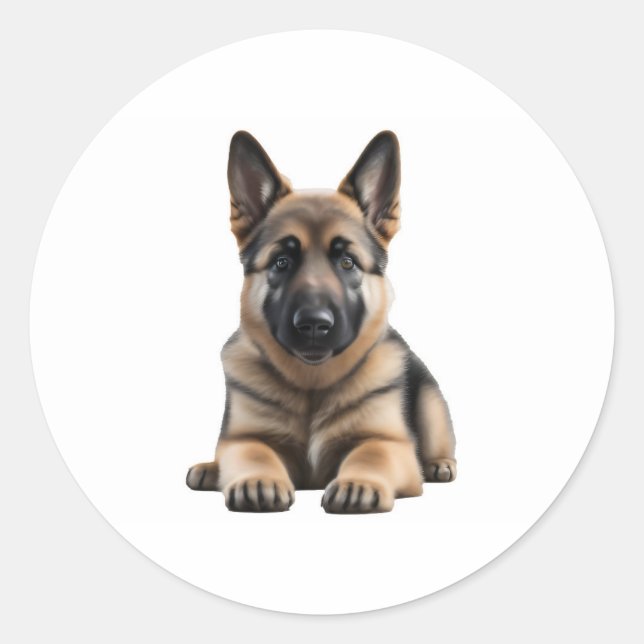 German Shepherd Puppy Classic Round Sticker (Front)