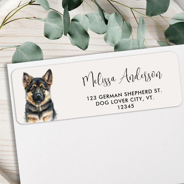 German Shepherd Puppy Dog Cute Return Address Label (Creator Uploaded)