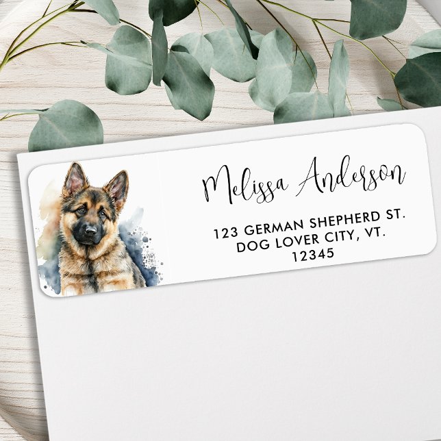 German Shepherd Puppy Dog Modern Return Address Label (Creator Uploaded)