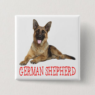 German Shepherd Puppy Dog Red Love Button Pin