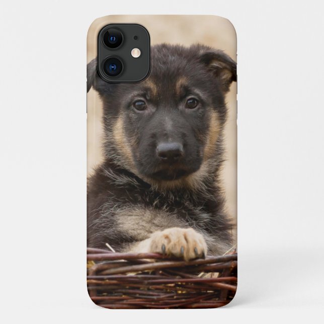German Shepherd Puppy In Basket Case-Mate iPhone Case (Back)